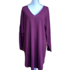 Eileen Fisher Wool Shirttail Sweater Tunic Dress In Rumberry Plus Size 1X - EUC